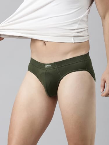 Image of Levi's 011 Comfort Brief for Men | 100% Pure Cotton | Breathable | Durable | Anti-Roll Waistband | Extra Supportive Gusset | Dual Layer 3D Pouch | Tagless & Zero Irritation Comfort | Pack of 1