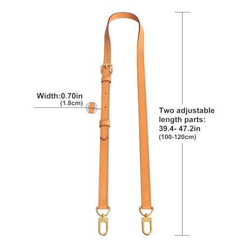 Image of Genuine Vachetta Leather Shoulder Bag Strap Crossbody Replacement Adjustable for Speedy Handbag or Purse(Deep Beeswax-Width:0.70in&Adjustable Length:39.4-47.2in)