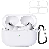 ZIRTEX 対応 AirPods Pro3 ケース 【ダストガード付き（ホワイト）】 エアーポッズプロ3 第3世代 専用 液状シリコン素材 耐衝撃 カラビナ付き 紛失防止 ワイヤレス充電対応 LED可視 キズ防止 防塵 軽量スリム 保護カバー(ホワイト）