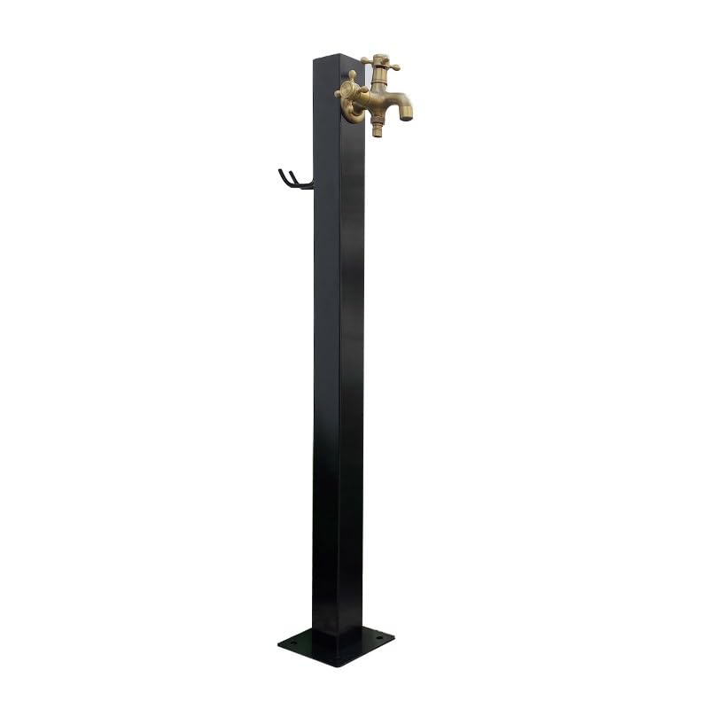 Outdoor Freestanding Water Column Garden Tap with Faucet,Stainless Steel Floor Mounted Garden Hose Stand Decorative Water Feature Fountain for Irrigation and Wa(Gold)