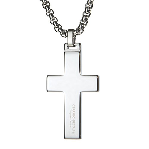 Unique GESTALT® Tungsten Cross Pendant with 4mm Surgical Stainless Steel Box Chain.4