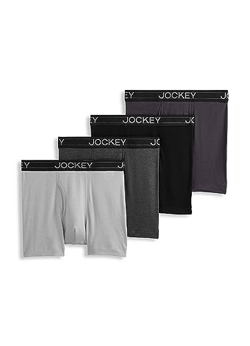 Jockey Men's Underwear Lightweight Cotton Blend 5" Boxer Brief - 4 Pack4