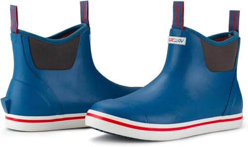 Image of SUREWAY Men's Ankle Fishing Deck Boots for Men-Waterproof,Professional Non-Slip Soles for Wet Slippery Surface,Neoprene Rubber Rain Boot /Shoes for Hunting Boating Gardening