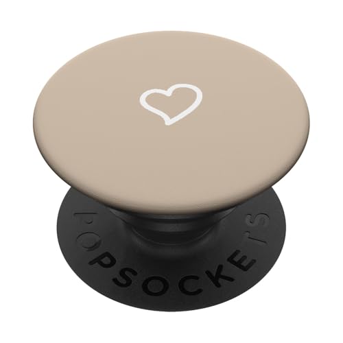 Corazón minimalista dibujado a mano blanco en beige arenoso PopSockets PopGrip Adhesivo