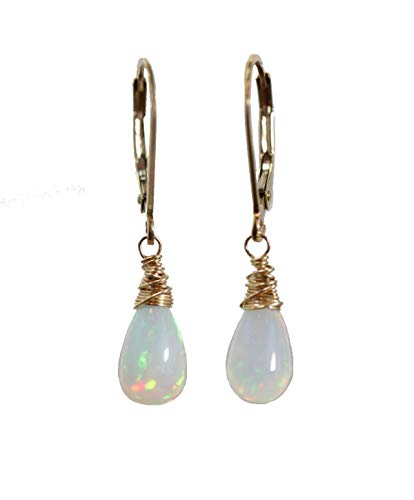 Opal Teardrop Earrings- Real White Opal Gemstone-14k Gold Filled- October Birthstone Women's Jewelry Opal Teardrop Earrings- Real White Opal Gemstone-14k Gold Filled- October Birthstone Women's Jewelry