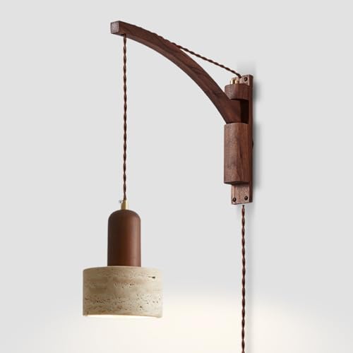 YFMYY Holz-Stecker-Wandleuchte mit Schalter, verstellbare...