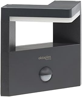 Oktaplex lighting Lampa zewnętrzna LED na ścianę z czujnikiem ruchu, 15 W, Santa Motion, lampa zewnętrzna, czujnik, antracyt, IP54, 3000 K, ciepła biel