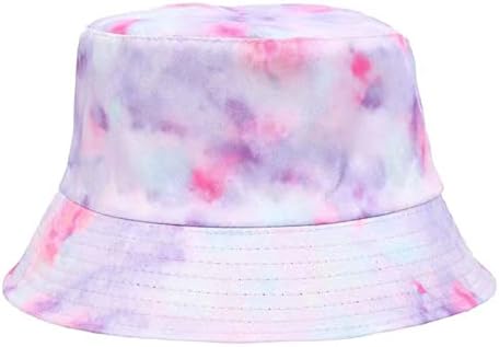 Bucket Hat Reversible Packable Tie Dye Hats Double Side Reversible Beach Sun Kids Hats (D)
