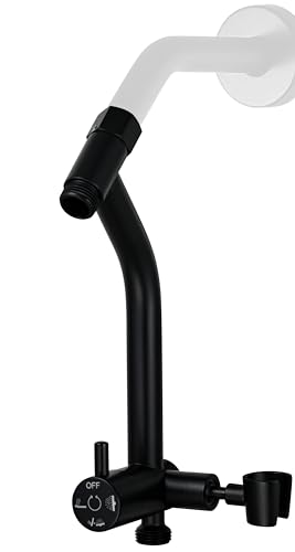 G-Promise Metal Shower Diverter with Low Handheld Holder, 3-Way Diverter Valve with Pause Mode for Handheld and Fixed Shower Head, 4-Setting Universal Bathing Replacement(6 Inch, Matte Black)