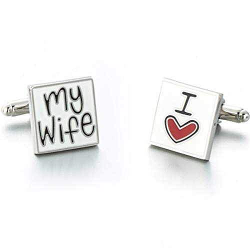 Abotoaduras de abotoaduras de cobre para casamento da ExCEART 2 peças masculinas I Love My Wife abot