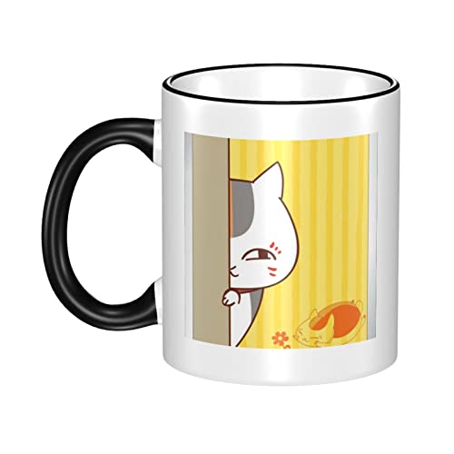 夏目友人帳 ニャンコ先生 アニメ マグカップ 耐熱 耐冷 電子レンジ対応 大容量 330ml コーヒーカップ 陶器 セラミック 朝食カップ 軽量 誕生日 人気 プレゼント Black vd9