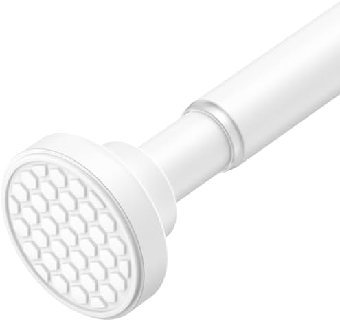 AIZESI Silver Shower Curtain Rod 100-185CM,Adjustable Spring Tension Rod for Bathroom,Non-slip Tension Shower Rod Extenable,No-drilling Curtain Tension Rod,Rust-Resistance Tension Rod.
