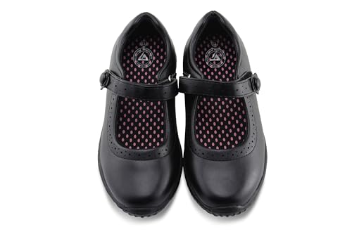 JABASIC Girl's School Uniform Shoes Mary Jane Dress Shoes (8 New,Black)