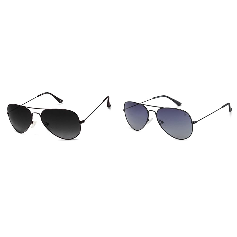 VINCENT CHASE EYEWEAR Unisex Adult Medium Aviator Polarization Sunglasses Black (Pack of 2)