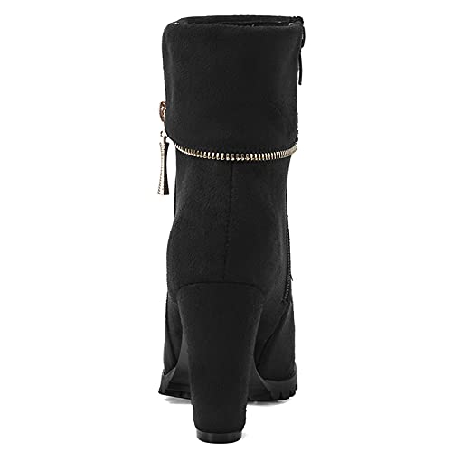 Gicoiz Womens Elegant Block High Heeled Ankle Cuff Chelsea Boots2