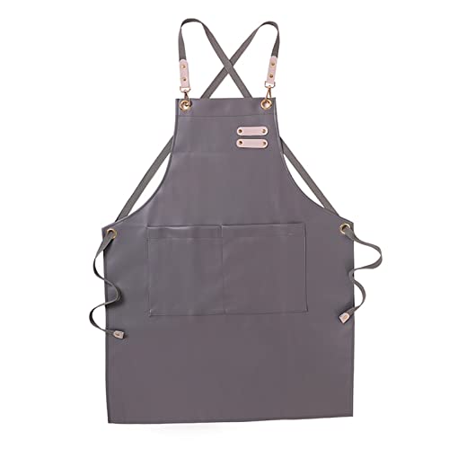 DYQ Professionnel Puce Tabliers de coiffes en Cuir for Hommes Femme Chef Tablier for la Cuisine - Coiffeur de Salon Multi-Usage réglable avec Poches (Color : Grey, Size : One Size)