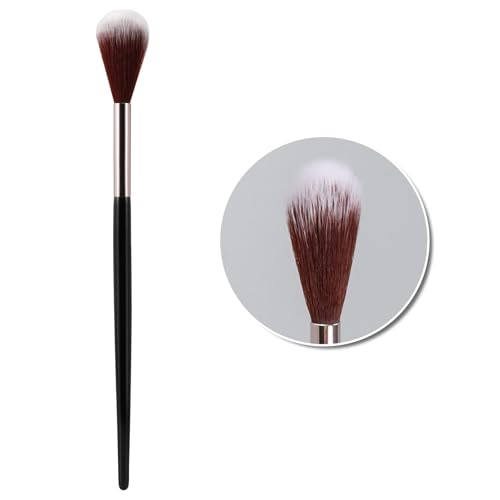 Tapered Highlighter Brush for Face Blush & Contour - Premium Vegan Fiber Makeup Brush with Wooden Handle - Fluffy Precision for Cheekbones Nose and Blending(Black)