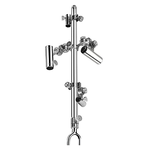 垂直釣り竿ホルダー 多機能釣りユニバーサル4インワンダブルタレットサポートロッドホルダー 野生の釣り壁に取り付けられた釣り竿ラック用