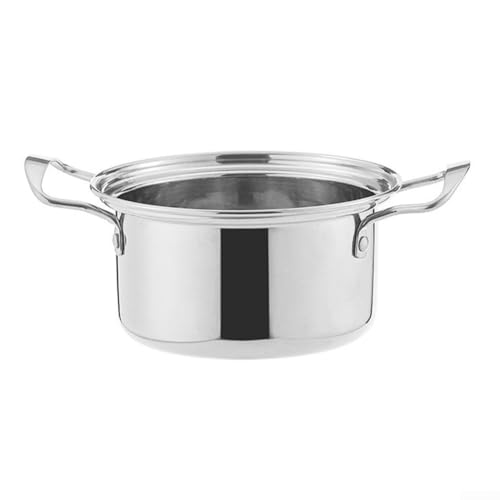 Olla caliente de acero inoxidable con compartimentos duales, utensilios de cocina Shabu Shabu Shabu para una porción individual 17 x 13 x 8,5 cm (1 olla de acero para orejas)
