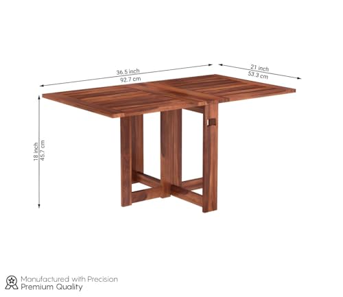 Image of Sheesham Wood Folding Coffee Table for Living Room Wooden Fold-Able Center Table for Bedroom Home Night Stand Wooden Furniture (37X18X21 in; Honey Finish)