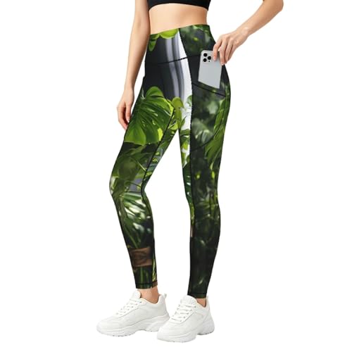 Leggings con bolsillos Monstera Deliciosa mallas de fitness para mujer de yoga