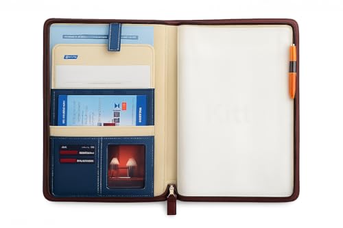 Image of Faux Leather Professional File Folder for Documents and Certificates - 20 Leafs - Conference Folder - Business Organizer (Blue) Multicoloured