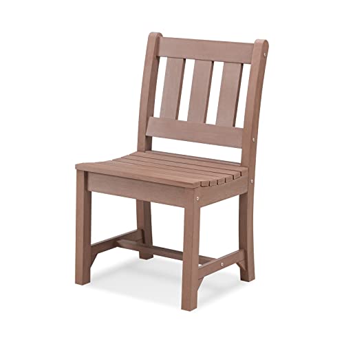 Image of Psilvam Poly Lumber Patio Dining Chair Outdoor Garden Armless Chair, Brown