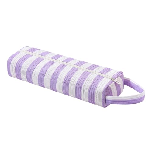Image of RSRSLEII Striped Hair Tools Travel Bag,Hair Styling Accessories Storage Case for Shark FlexStyle,Dyson Airwrap Hair Dryer,Curling Iron,Straightener,Revlon Hair Tools,Portable&Foldable(18Purple&White)
