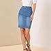 Midi Denim Skirt Women Stretchy High Waist Pencil Frayed Hem Jean Skirt Below Knee Business Casual Skirts with Pockets Jean Skirts for Women Denim Y2k Streetwear Womens Fashion Clothes