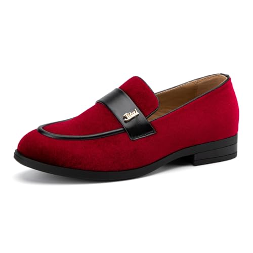 Image of JITAI Boys Dress Loafers for Weddings & School, Breathable Slip-On Leather Tuxedo Shoes, Toddler to Preteen