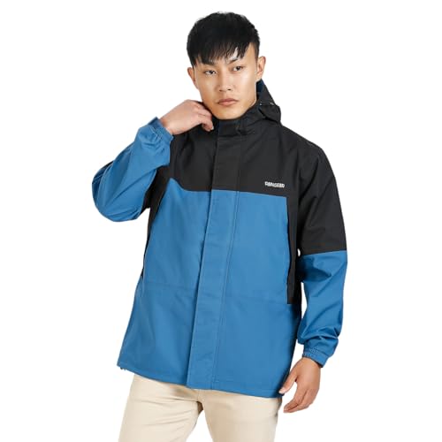 Image of Raingear Stylish Rain Jacket for Men Waterproof for Bike Riders with Adjustable Hood along with inner pockets,Waterproof Rainwear with Lightweight Polyester Jacket, ZRS001 Black Blue XL