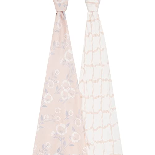 Image of aden + anais Silky Soft Swaddle Blanket, Boutique Muslin Blankets for Girls & Boys, Baby Receiving Swaddles, Ideal Newborn & Infant Swaddling Set, Perfect Shower Gifts, 2 Pack, Stencil
