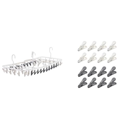 【セット買い】ダイヤ (Daiya) 洗濯物干し フランドリー FLaundry つけかえ干し分け角ハンガー 52ピンチ WT/GY 洗濯バサミを交換できる 衣類に合わせた3種類の洗濯バサミ エシカル 058127 + 洗濯バサミ フランドリー Flaun