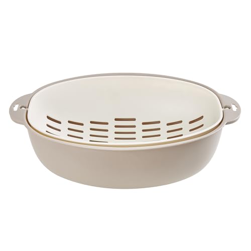 VECELO 2 In 1 Colander Straine...for Pasta, Berry, Salads, Grey