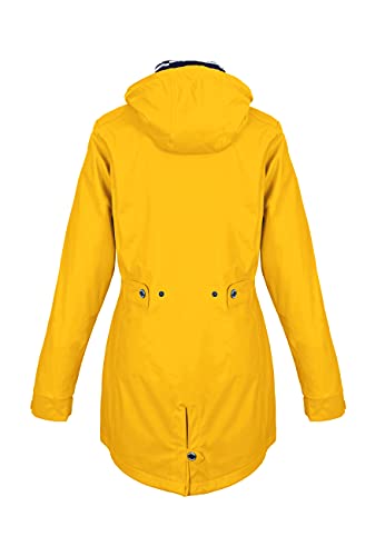 Regenliebe Damen Regenmantel | Friesennerz tailliert | gestreiftes Innenfutter | winddicht und wasserdicht, Größe:40, Farbe:gelb