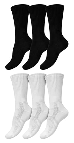 Image of Winterlace Womens Cushioned Cotton Crew Socks Athletic Sports Gym Moisture Wicking 6 Pairs Running Sock