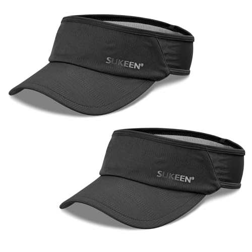 Image of Sukeen 2 Pack Sports Sun Visor Women Men Lightweight Packable Stretchy Visor Hat for Golf, Tennis, Running
