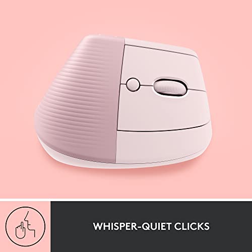 Image of Logitech Lift Vertical Ergonomic Mouse, Wireless, Bluetooth or Logi Bolt USB receiver, Quiet clicks, 4 buttons, compatible with Windows /macOS /iPadOS, Laptop, PC - Rose