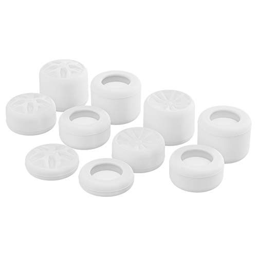 Playvital White Ergonomic Analog Joystick Caps For Xbox Series X/S, Xbox One, Xbox One X/S, For Ps5 For Ps4, Switch Pro Controller - With 3 Height Convex And Concave - Pentagram & Rotary Wheels Design #TOP7