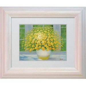 値下げヒラリーメイヤー☆窓辺のピンクの花 Art Pond｜絵画