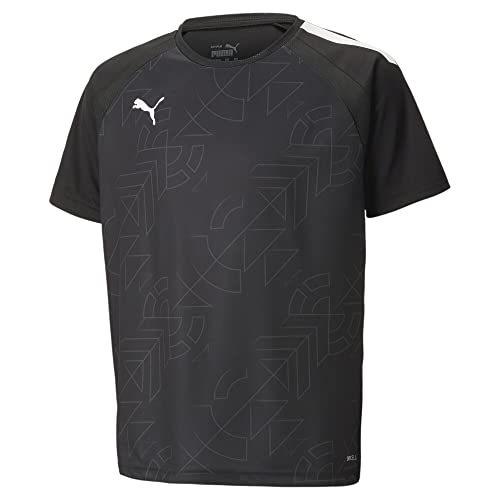 PUMA Unisex Kinder Teamliga Graphic Jersey Jr Fu balltrikot, Puma Black-asphalt, 128 EU