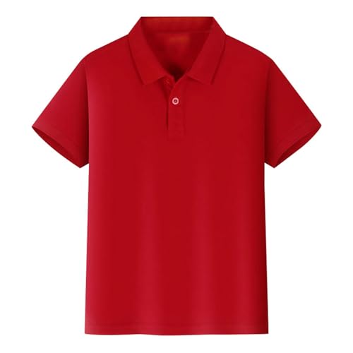 Boys' School Uniform Sensory-Friendly Short Sleeve Polo Shirt, Button Up Short Sleeve Pique Polo T-Shirt Tops Summer Tees