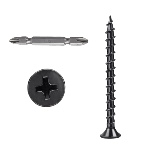 Ranstac #8 x 2 Drywall Screws Coarse Thread Phillips Drive Flat Head Self Tapping Screws Carbon Steel Black Phosphate Coated Wood Screws 100pcs HS/ZGLS-08