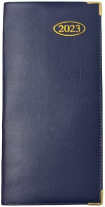 2023 Slim Line Week to View Padded Diary Metal Corner Case Bound Diary for Home and Office Use (Blue)