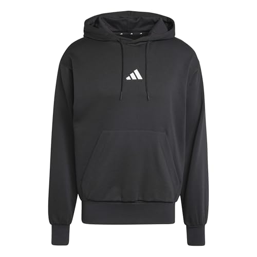 adidas Men's Fleece Hoodie, Black/White, XL