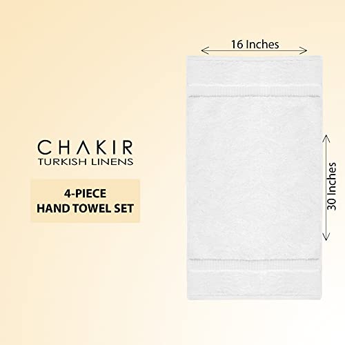 Chakir Turkish Linens 100% Cotton Premium Turkish Towels For Bathroom | 16'' X 30'' (4-Piece Hand Towel, White) #TOP3