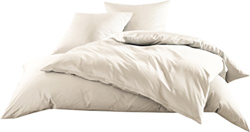 Bettwaesche-mit-Stil Mako-Satin Baumwollsatin Bettwäsche Uni einfarbig zum Kombinieren (Kissenbezug 80 cm x 80 cm, Natur)