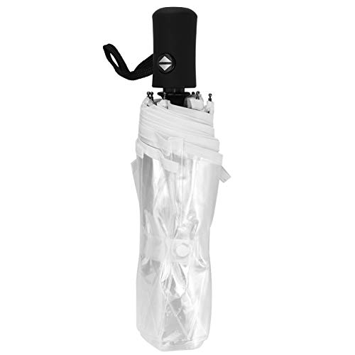 Deror Paraguas de Lluvia Plegable automático portátil Transparente de Tres Pliegues para Exteriores Cover