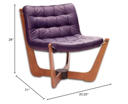 Fjords Phoenix Chair Norwegian Ergonomic Scandinavian Lounge Vanity Side Chair Furniture Espresso Wood with Genuine Ferrari Soft Line Leather by Hjellegjerde