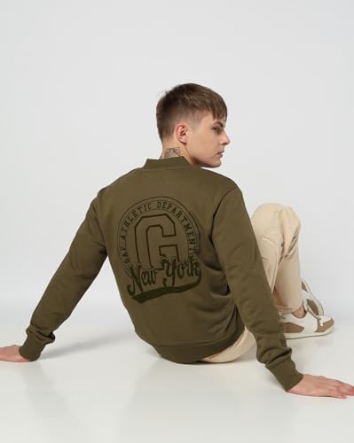 Image of Gap Men Stylised Full Sleeves Collared Cotton Blend Sweatshirt